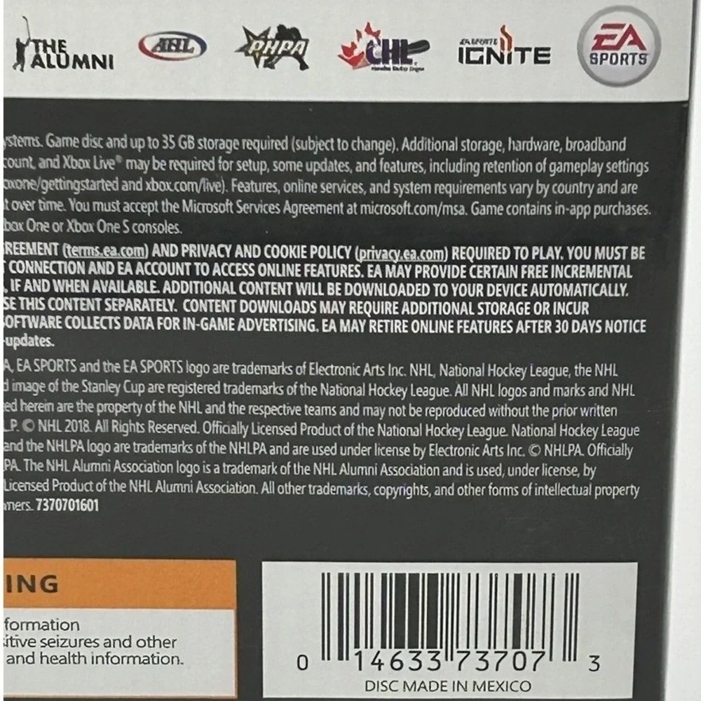EA Sports NHL 19 Xbox One Standard Edition Excellent‎ Hockey Video Game